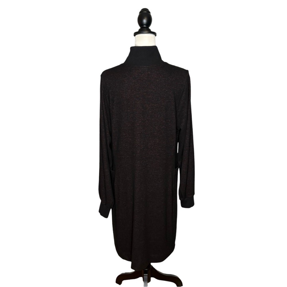 Cabi Brushed Knit Cuddle Dress L Soft Stretch 1/4 Zip Neck Black Red Knee Length - Picture 7 of 13